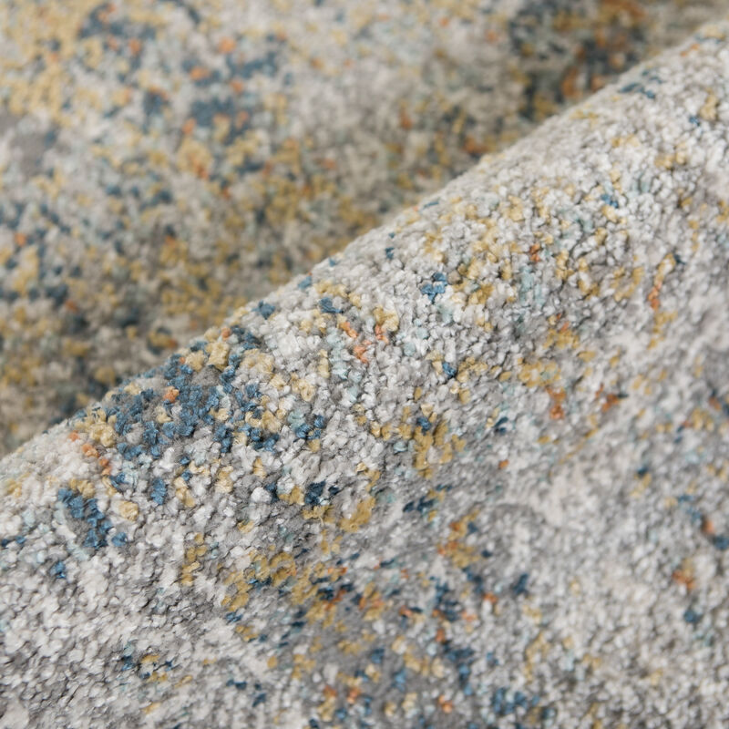 Yasmin Acy Yellow/Blue Abstract Polyester Area Rug 7'10" x 10'6"