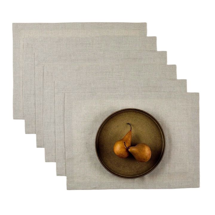 Solino Home 100% Pure Linen Placemats 14 x 19 Inch Set of 6 | Fete