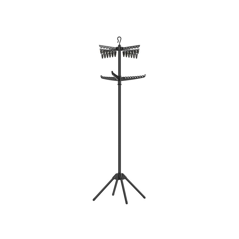 Foldable Indoor Rotary Garment Rack with 2-Tier Quadripod Frame