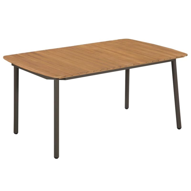 vidaXL Garden Table 59"x35.4"x28.3" Solid Acacia Wood and Steel