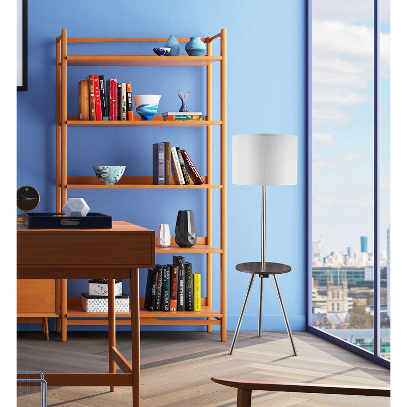 57" Round Sofa Side Table with Lamp And Power Station (1.56/9.9)