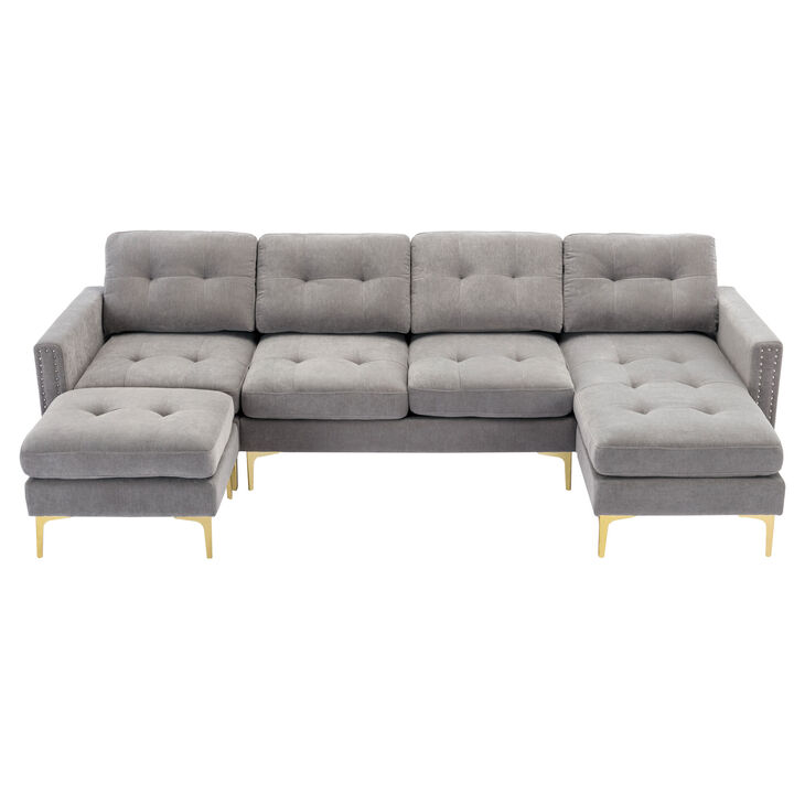 Merax Modular Convertible Sectional Sofa Velvet Couch