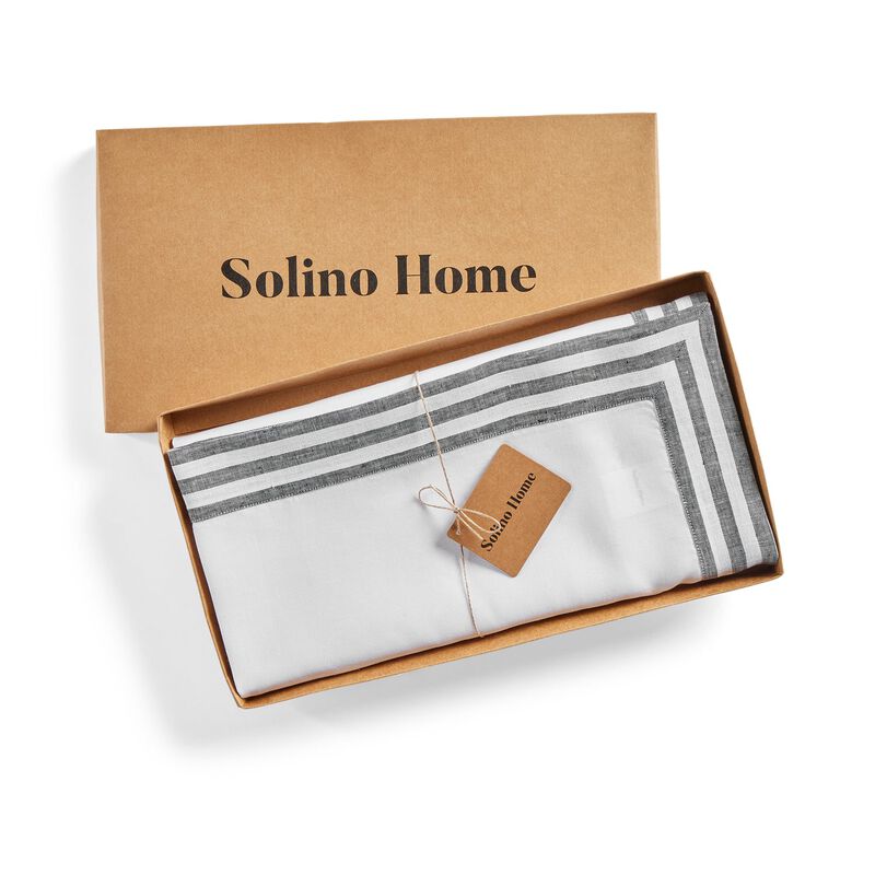 Solino Home 100% Pure Linen Table Throw 52 x 52 Inch | Mila for Thanksgiving, Christmas