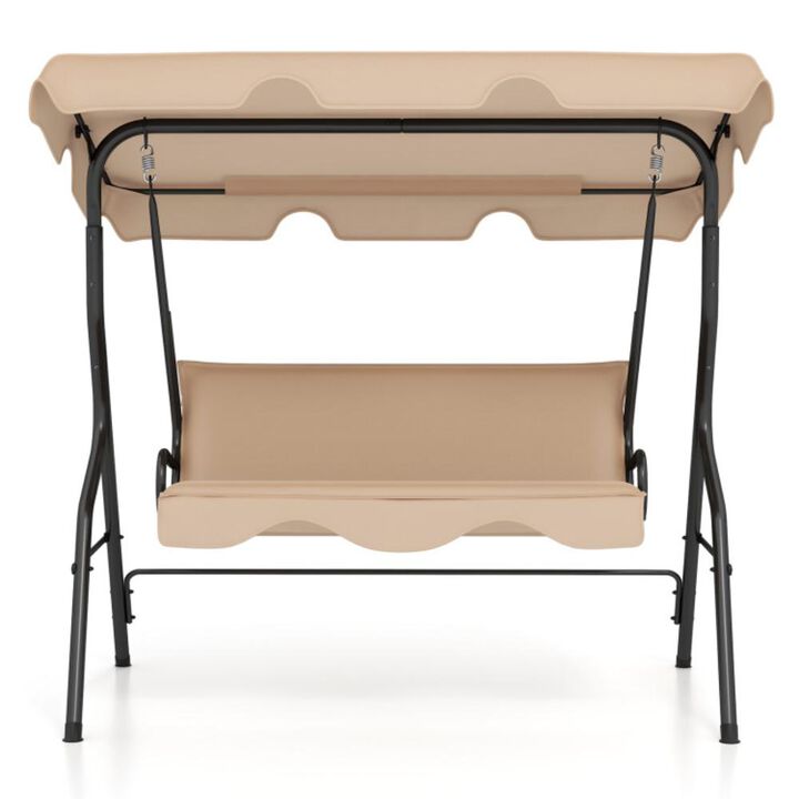 Hivvago 3 Seat Outdoor Patio Canopy Swing with Cushioned Steel Frame