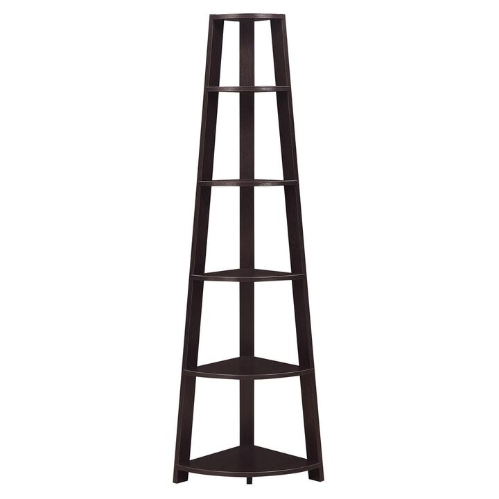 Convenience Concepts Newport 5 Tier Corner Bookshelf Espresso