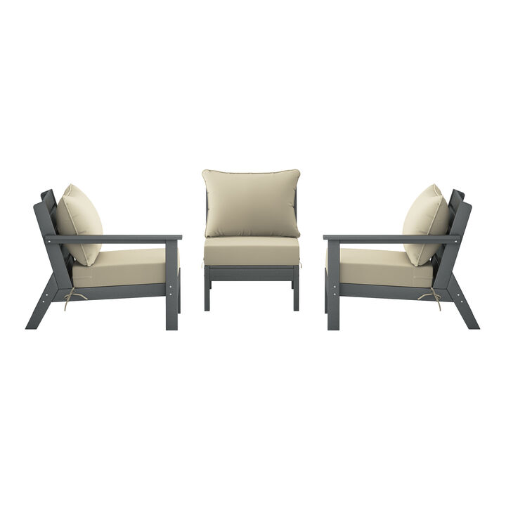 WestinTrends Outdoor Patio HDPE Sectional Sofa with Patio Cushions