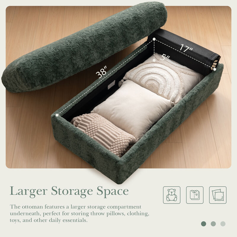 Merax Upholstered Sofa Chair with Storage Ottoman and Armrests