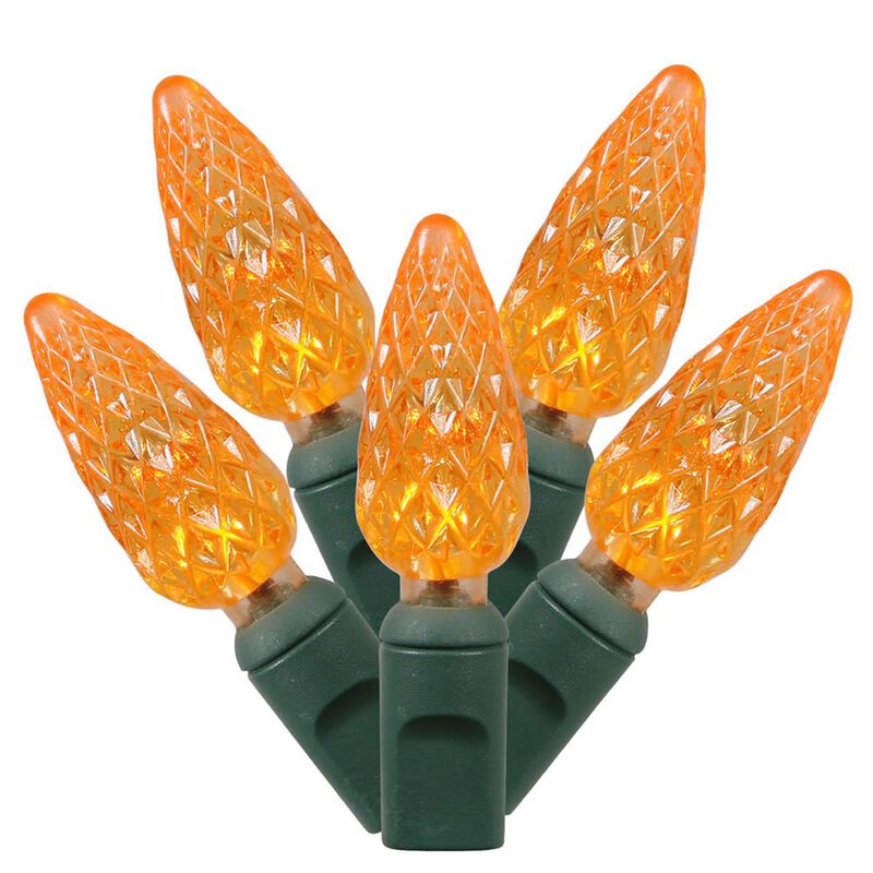 Vickerman  100 Orange C6 LED Lights on Green Wire, 34 ft. Christmas Light Set with 4 in. Spacing