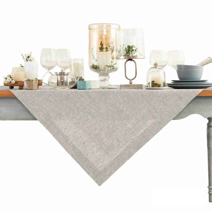 Solino Home 100% Pure Linen Table Throw 52 x 52 Inch | Athena