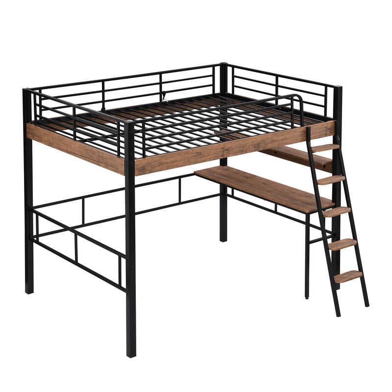 Merax Metal Frame Loft Bed with Desk  and Ladder
