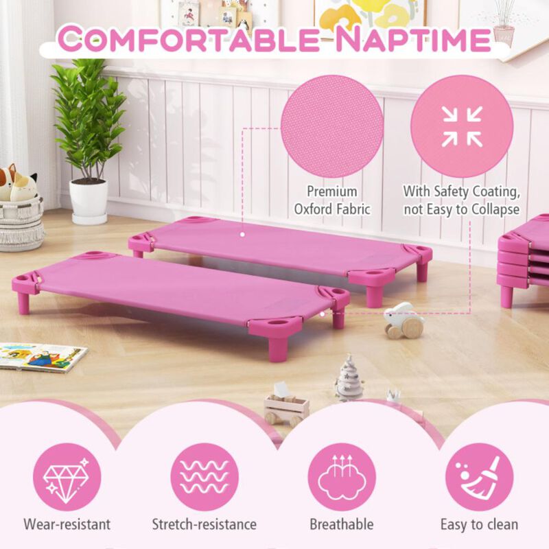 Hivvago Kids Stackable Daycare Cot Pack of 6 with Detachable Oxford Cloth