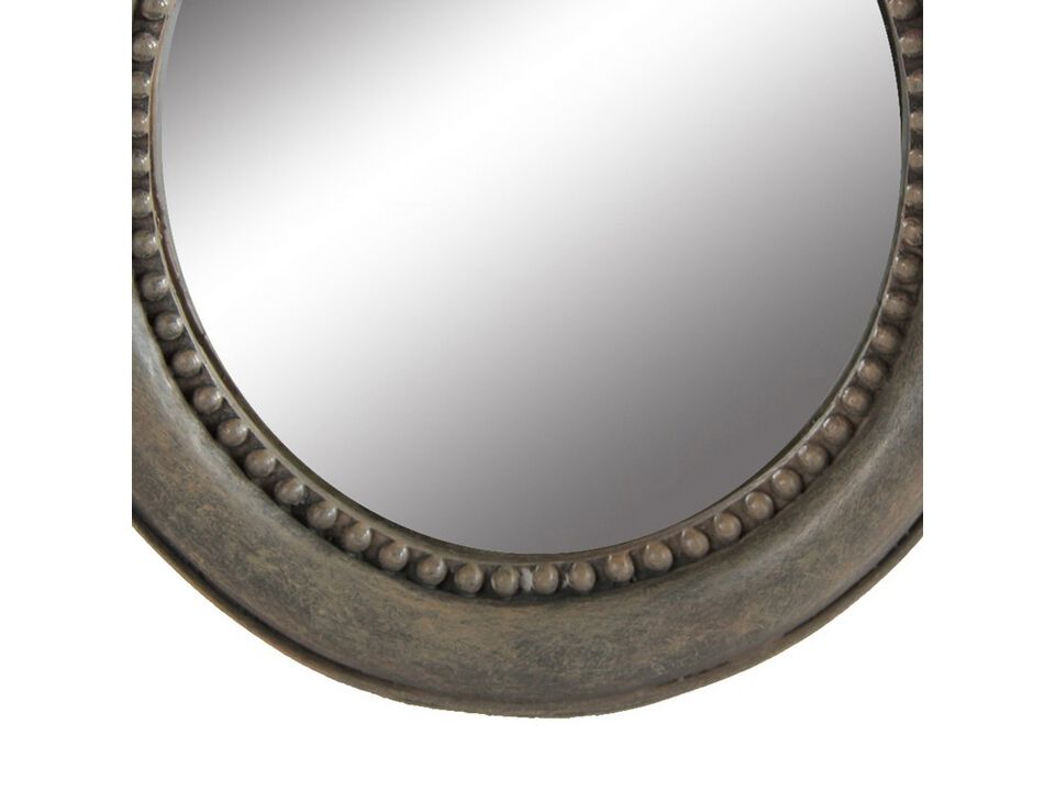 Round Wooden Framed Mirror with Parrot Sculpture Top, Multicolor-Benzara