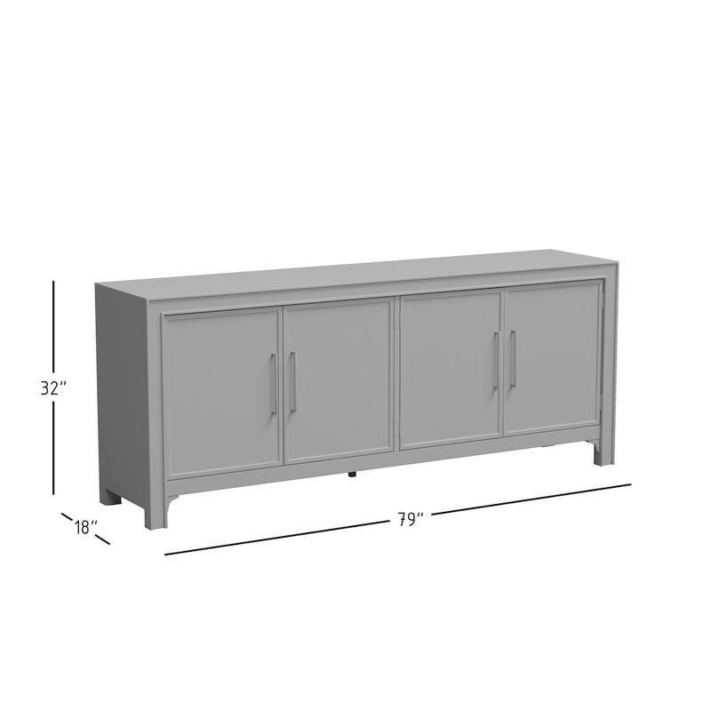 Jofran Gramercy Mid-Century Modern Chevron Four Door 79 Accent Cabinet