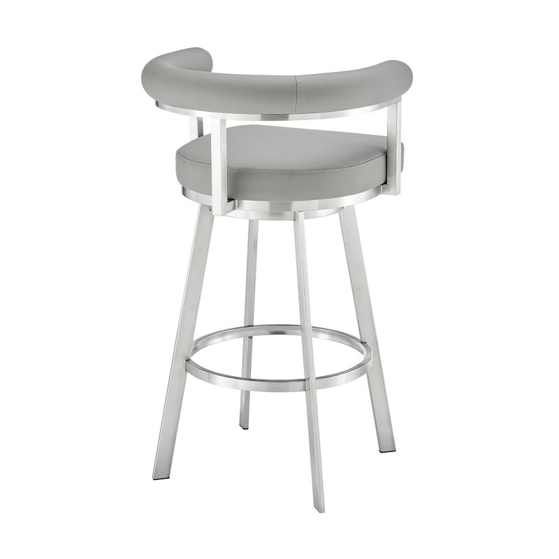 Nolagam Swivel Stool in Brushed Stainless Steel with Black Faux Leather