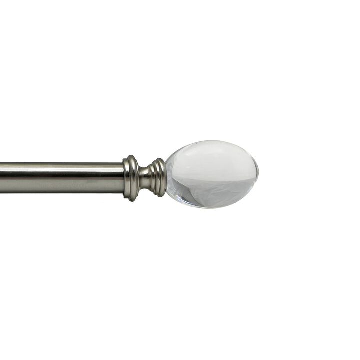 Crystale Egg Finial Curtain Rod Set, Adjustable Length from 72" to 144"