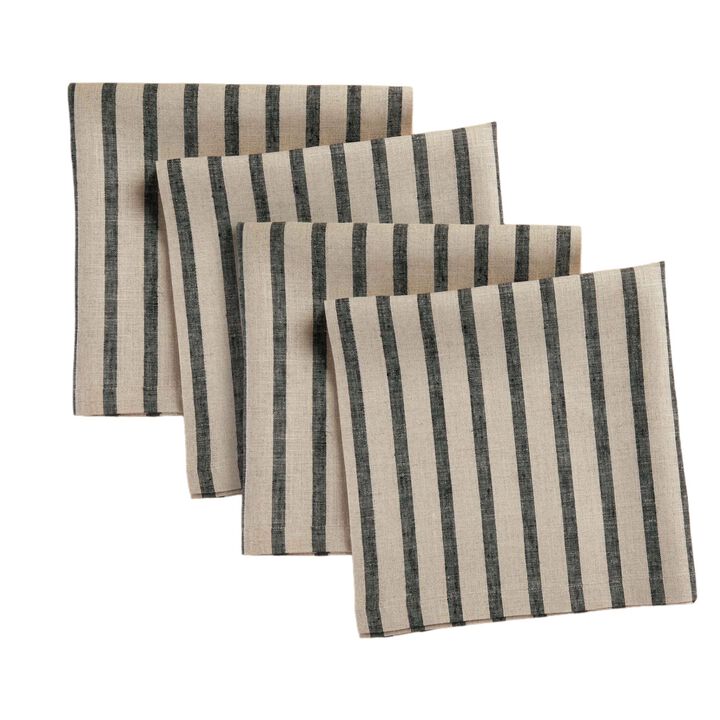 Solino Home 100% Pure Linen Dinner Napkins 20 x 20 Inch Set of 4 | Madison Stripe