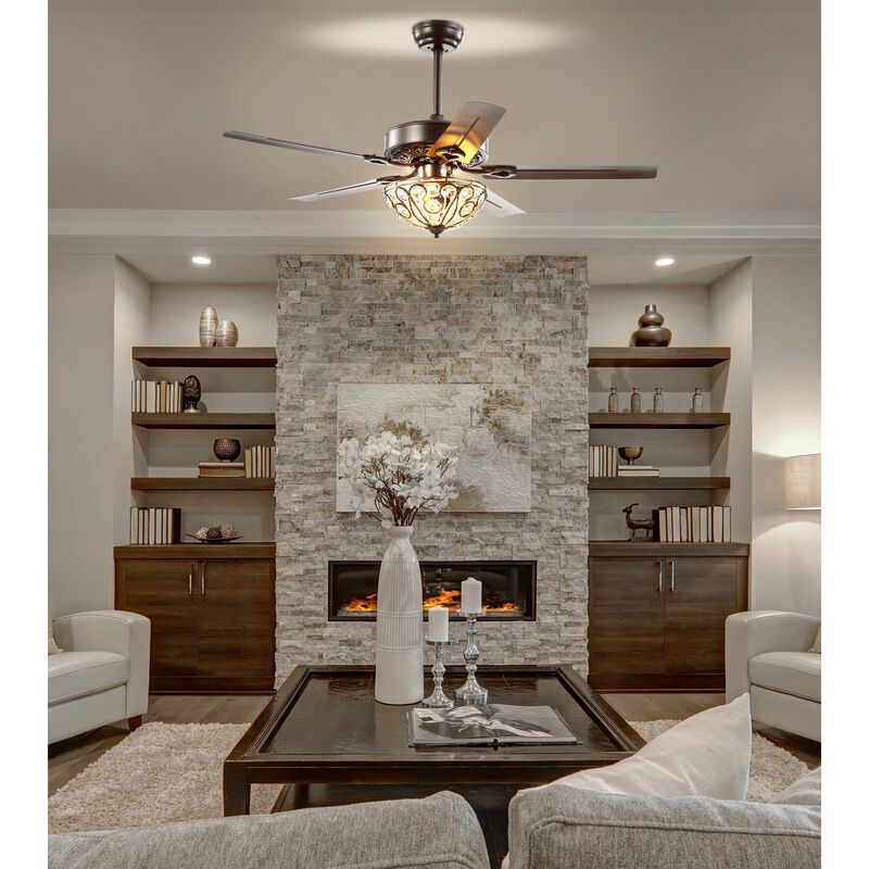 Ali 3-Light Wrought Iron LED Ceiling Fan With Remote
