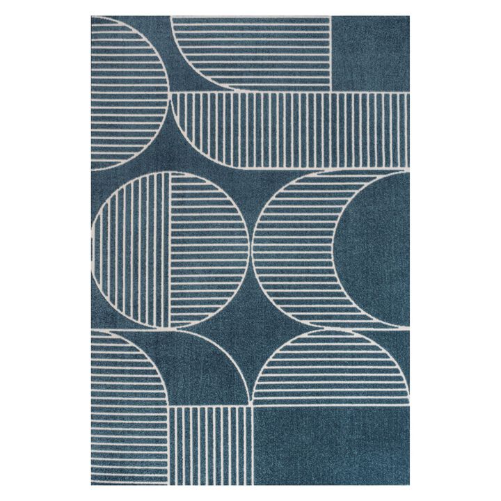 Nordby High-Low Geometric Arch Scandi Striped Indoor/Outdoor Area Rug