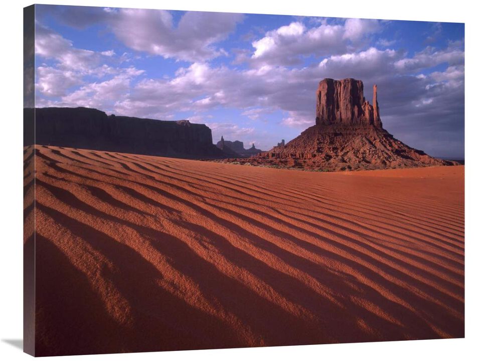 East and West Mittens, buttes with rippled sand, Monument Valley, Arizona-Canvas Art-35x28