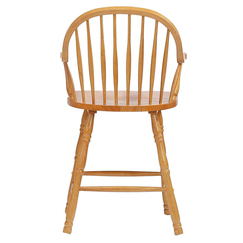 Oak Selections 41 in. Distressed Light Oak High Curved Back Wood Frame 24 in. Bar Stool (Set of 2)