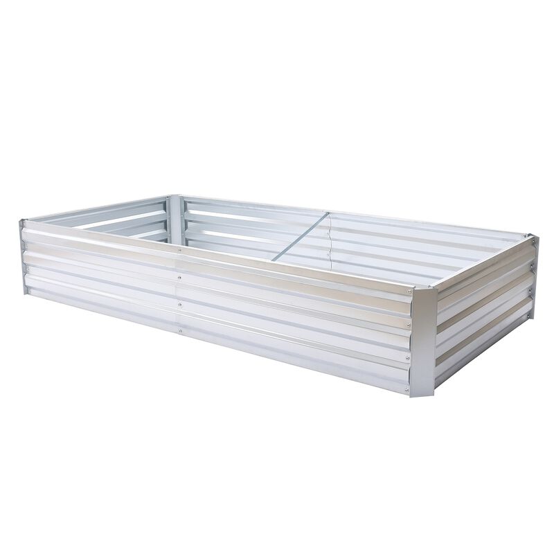 LuxenHome 72in Rectangular Galvanized Steel Raised Garden Bed