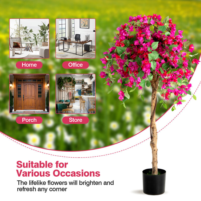 4.5 Feet Artificial Azalea Tree with Cement Pot
