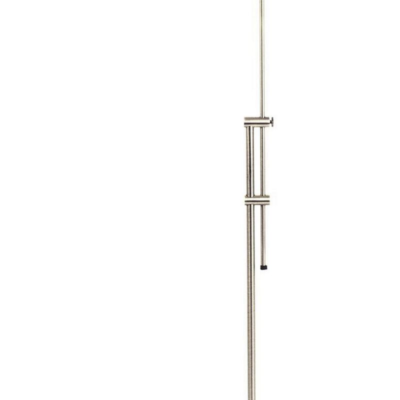 3 Way Metal Floor Lamp with and Adjustable Height Mechanism, Silver-Benzara