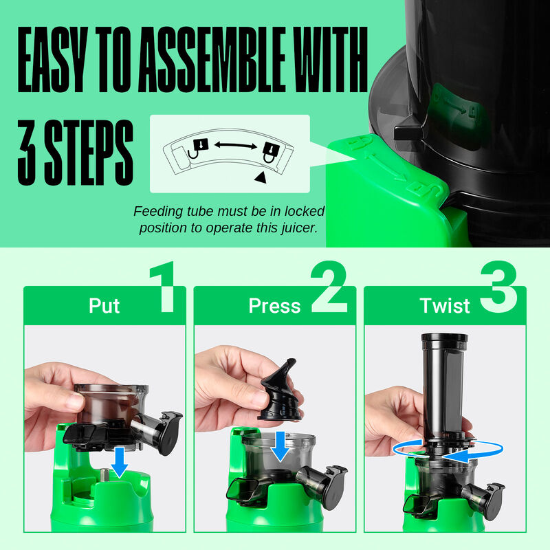 Ventray Essential Ginnie Juicer Compact Small Cold Press Masticating Slow Juicer