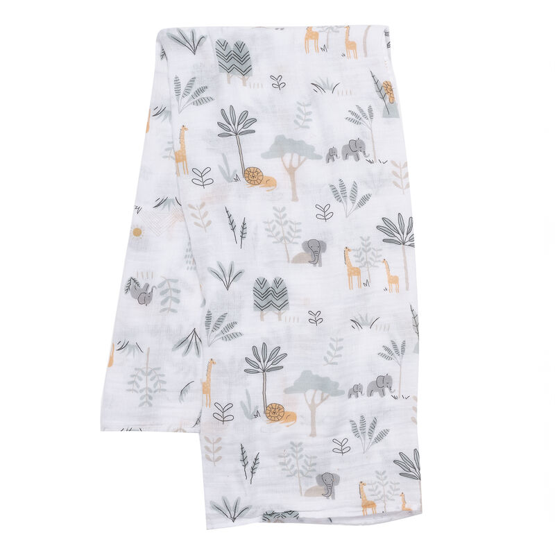 Lambs & Ivy Jungle Adventure 2-Pack Cotton Muslin Newborn Baby Swaddle Blankets