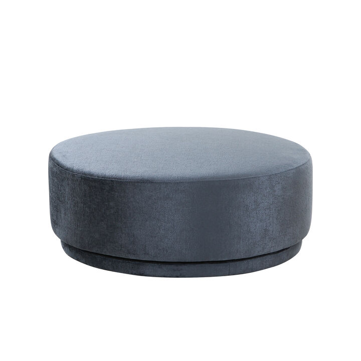 Pasargad Home Cielo Style Swivel Base Round Ottoman, Blue
