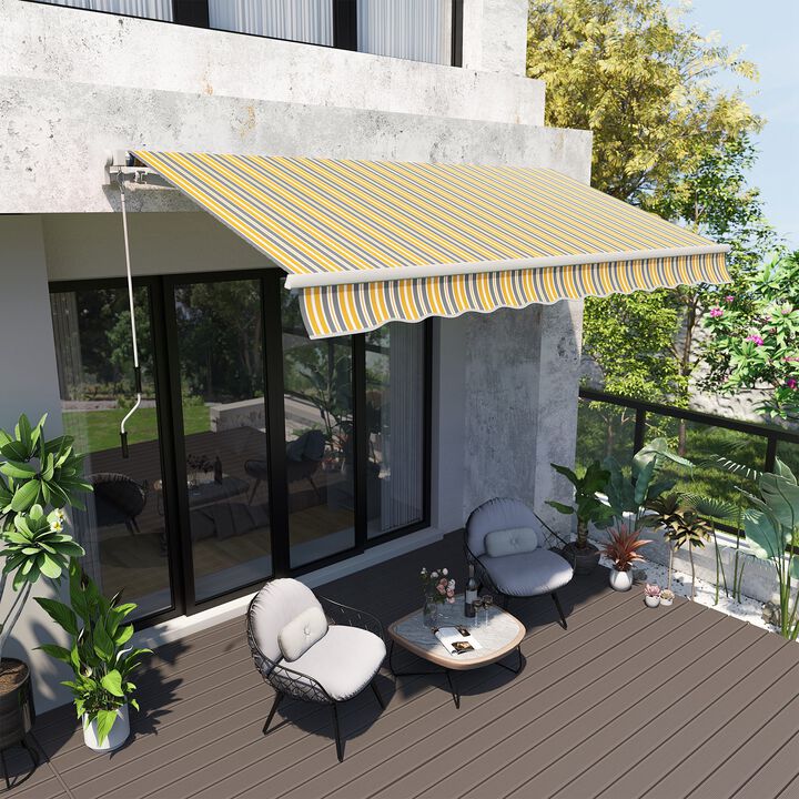 Yellow/Grey Patio Cover: 12'x10' Manual Retractable Sunshade
