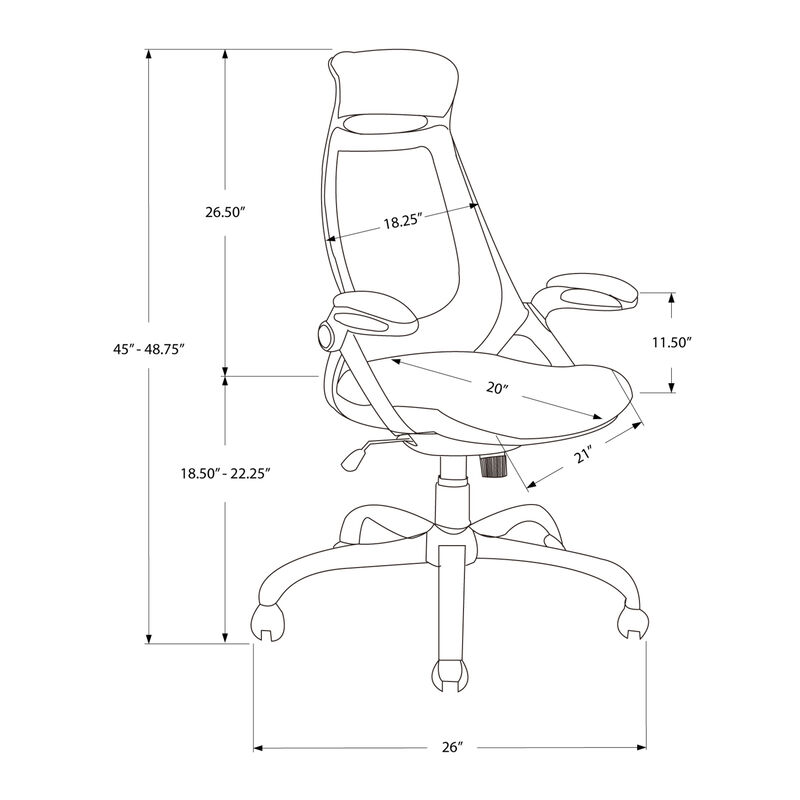 Monarch Specialties I 7268 Office Chair, Adjustable Height, Swivel, Ergonomic, Armrests, Computer Desk, Work, Metal, Mesh, Black, Chrome, Contemporary, Modern