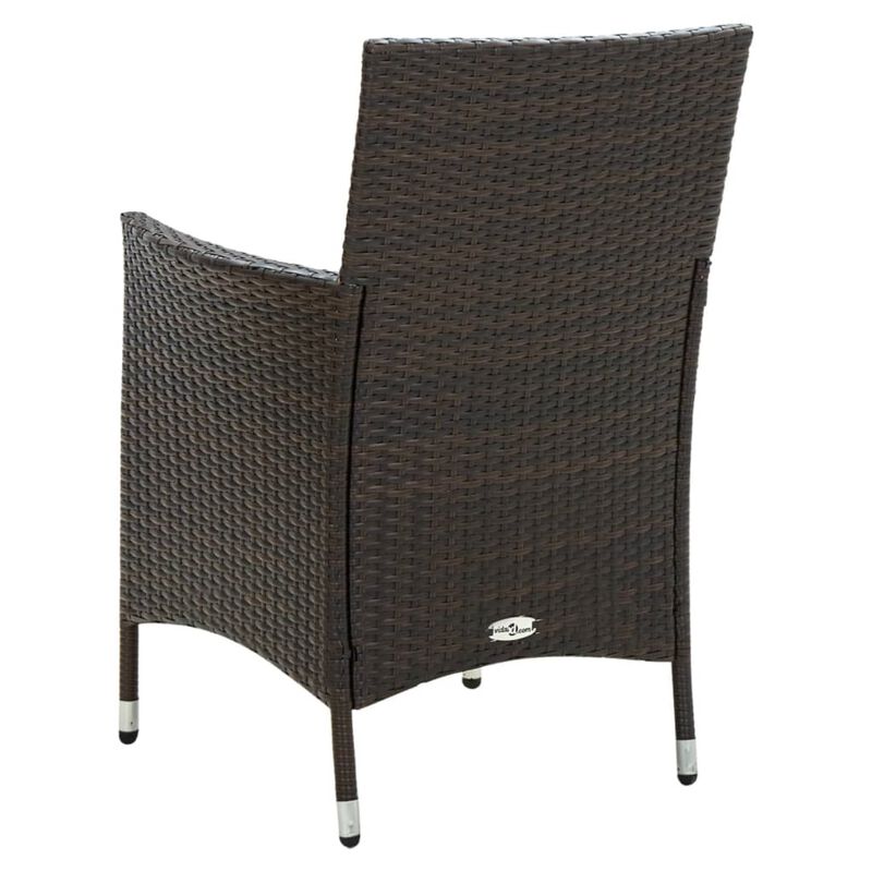 vidaXL Patio Chairs with Cushions 2 pcs Poly Rattan Brown