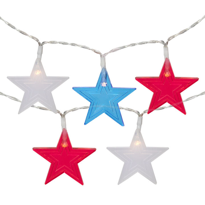 20-Count Patriotic Americana Star LED String Lights  9.5ft  Clear Wire