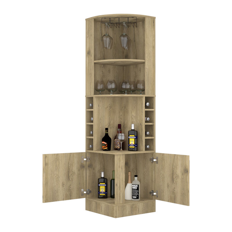 Corner Bar Cabinet Papprika, Living Room, Aged Oak