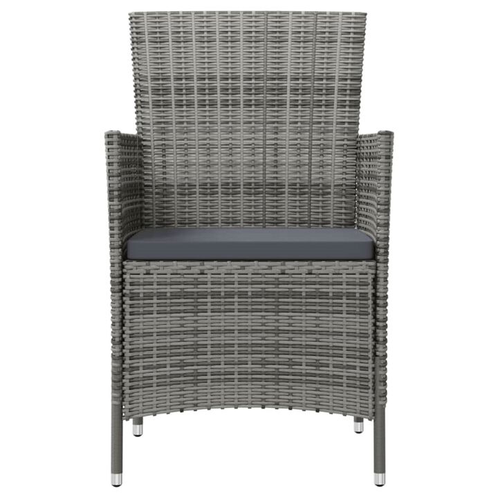 vidaXL Patio Chairs with Cushions 4 pcs Poly Rattan Gray