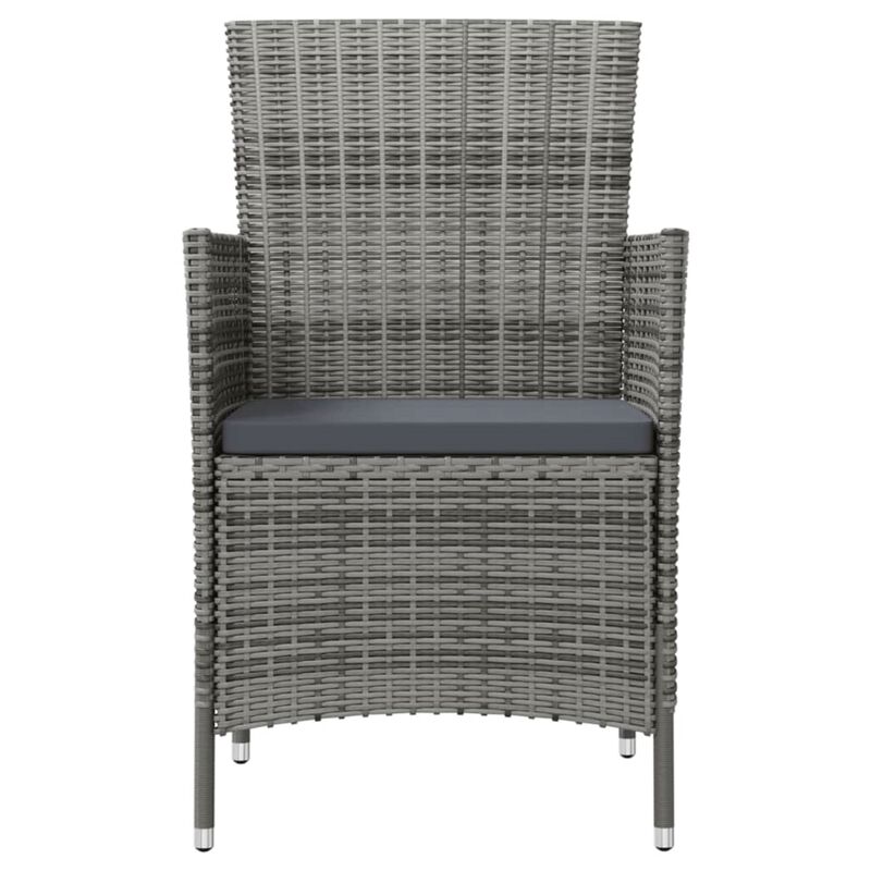 vidaXL Patio Chairs with Cushions 4 pcs Poly Rattan Gray