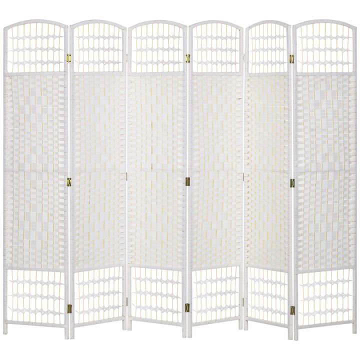 White Privacy Screen: 6-Panel Folding Room Divider for Home/Office