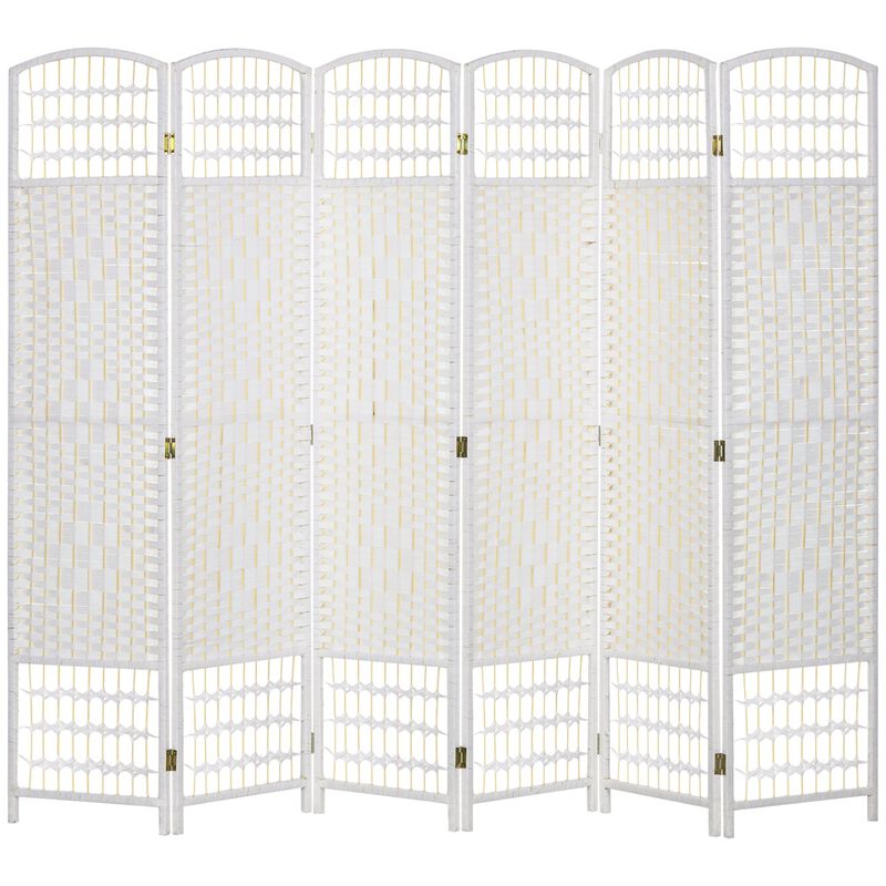 White Privacy Screen: 6-Panel Folding Room Divider for Home/Office