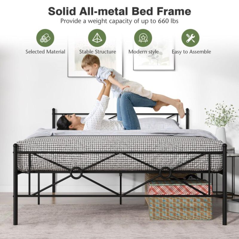 Hivvago Metal Platform Bed Frame with Headboard and Footboard