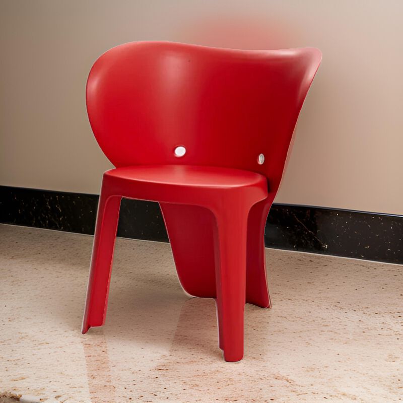 Fyna 16 Inch Kids Chair Set of 4, Curved Back, Elephant Trunk Design, Red - Benzara
