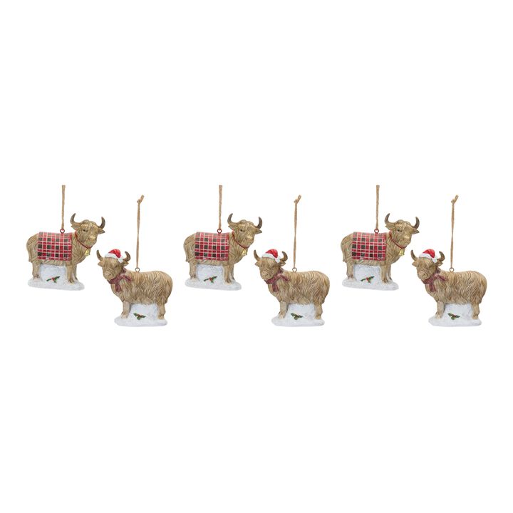Highland Cow Christmas Ornament for Holiday Tree Decoration (Set of 6) Highland Cow Christmas Ornament for Holiday Tree Decoration (Set of 6)