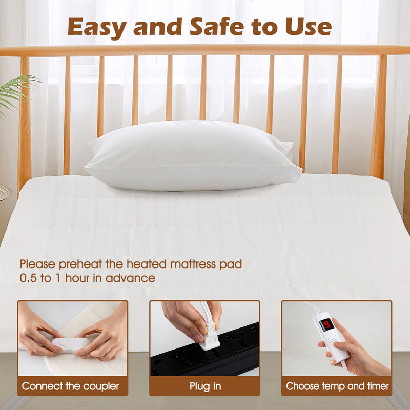 Machine Washable Electric Bed Warmer with Dual Controller 9 Heat Setting and 9-Hour Auto Off and Overheat Protection