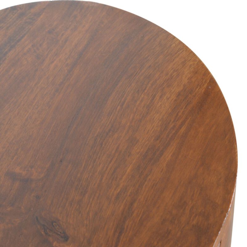 Solid Wood Chestnut Rounded Small 1 Drawer Console Table