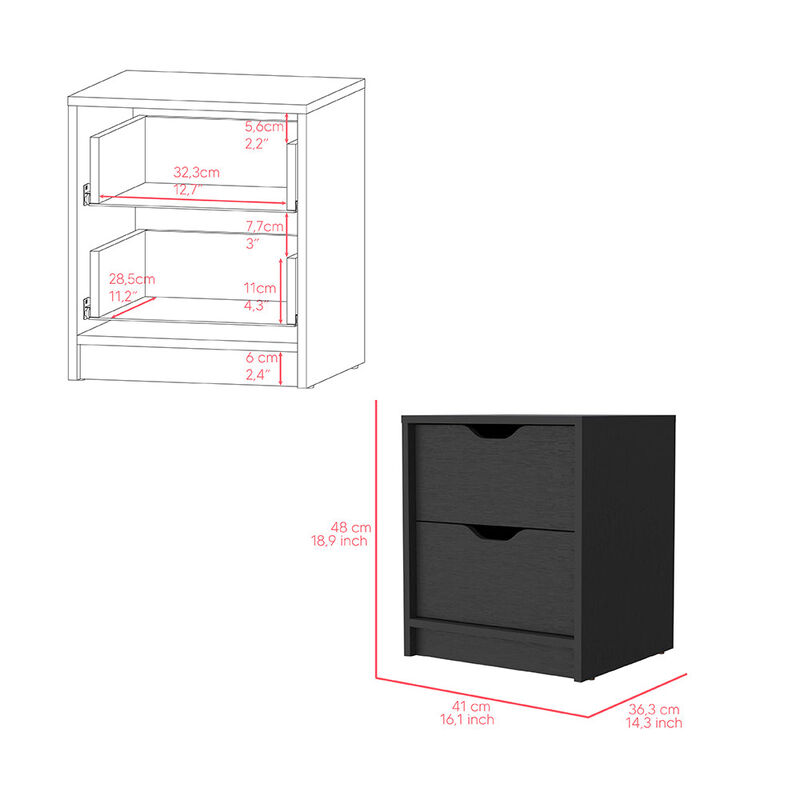Nightstand Gandu, Bedroom, Black