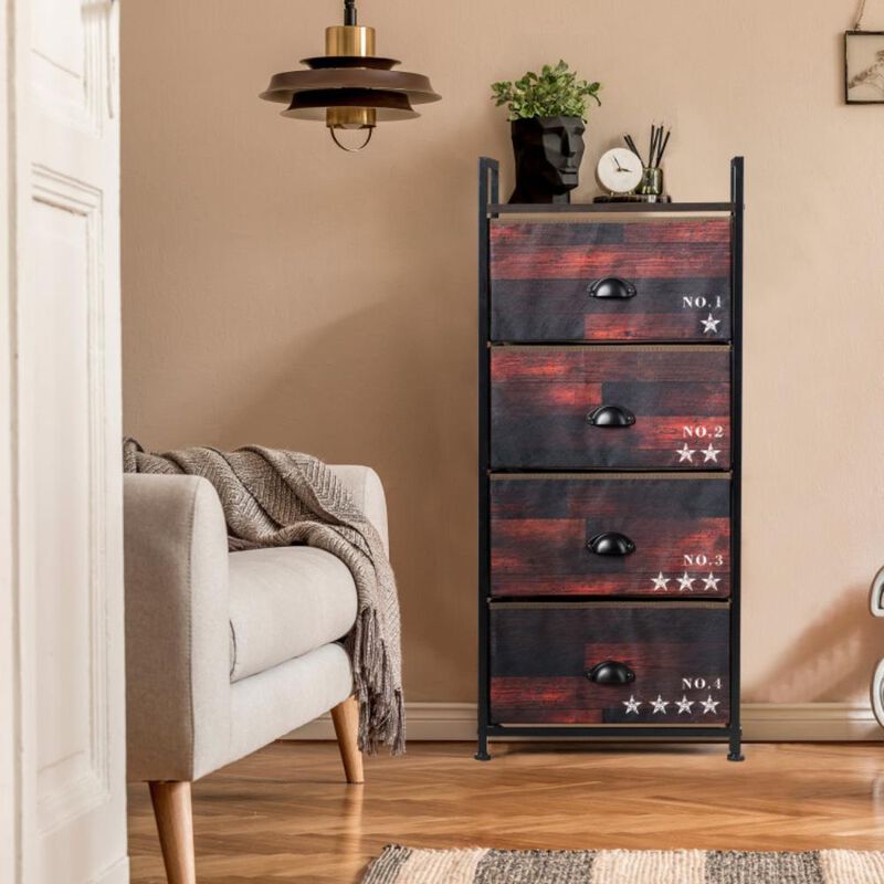 Hivvago Industrial 4 Fabric Drawers Storage Dresser with Fabric Drawers and Steel Frame