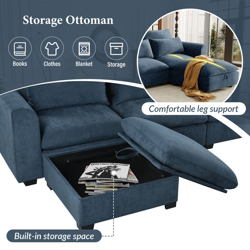 Merax Modular Corner Sofa with 2 Ottomans