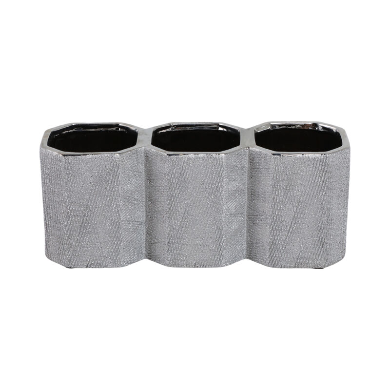 Ceramic 4" 3-cup Pencil Holder