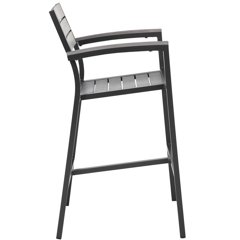 Modway Maine Aluminum Outdoor Patio Two Bar Stools in Brown Gray