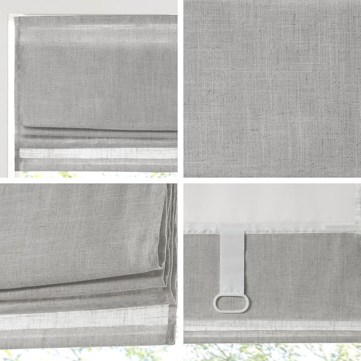 Gracie Mills Eulalie Cordless Lightweight Linen Blend Roman Shade - 27x64"